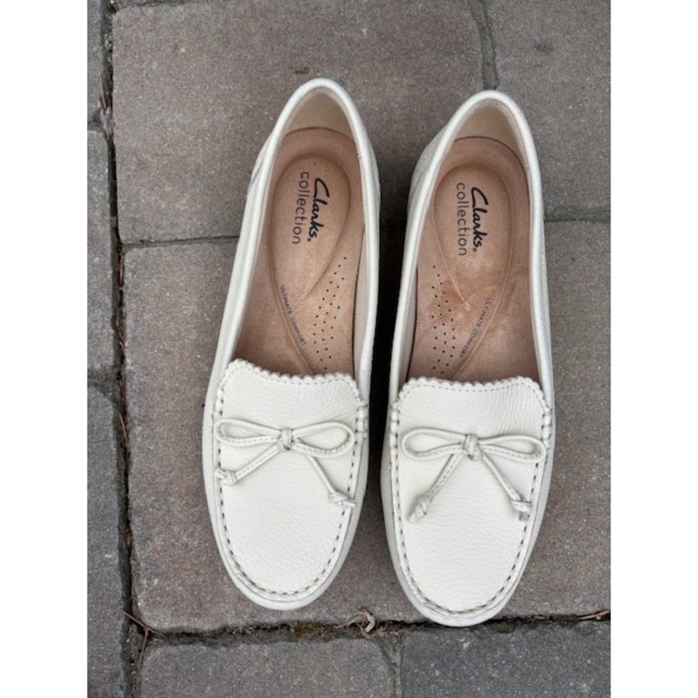 Clarks Collection Elliotte Sail Women's Leather Shoes,‎ Off White, SZ 8